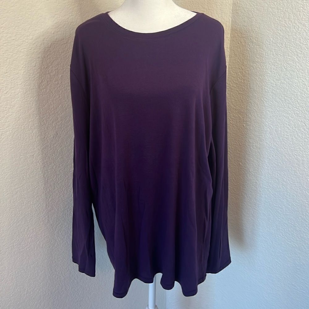 Lane Bryant Deep Purple Long Sleeve Round Neck T-Shirt ~ Size 18 / 20